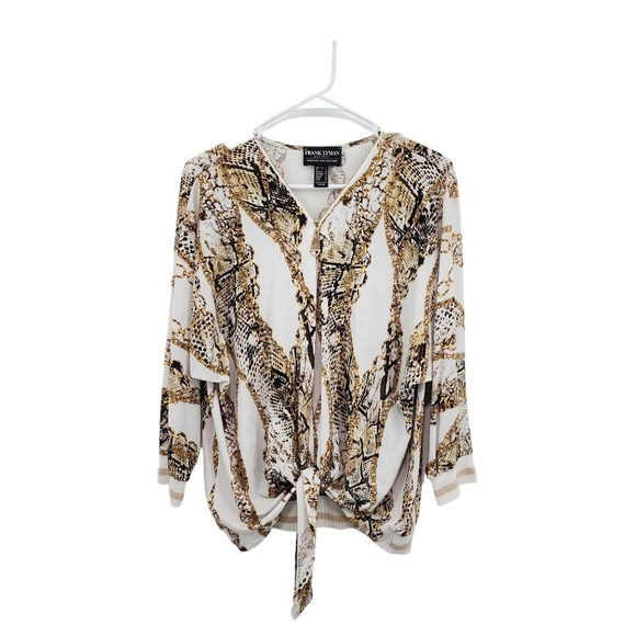 Frank Lyman Montreal Women's Mixed Print Zip Up Top - 10 - Picture 2 of 7